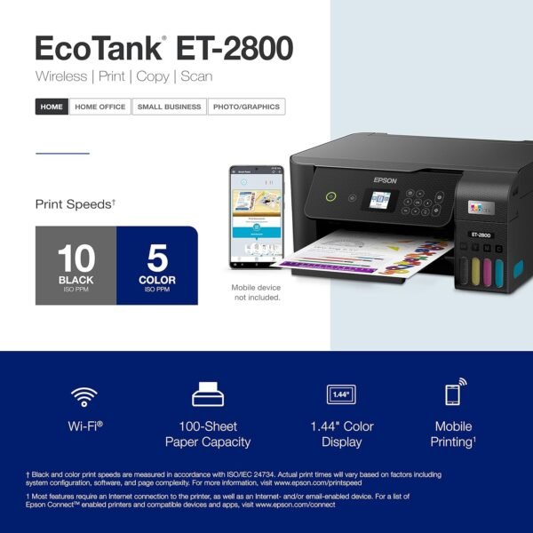 Epson EcoTank ET-2800 Wireless Color All-in-One Cartridge-Free Supertank Printer - Image 3