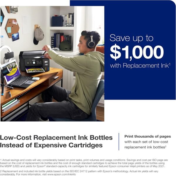 Epson EcoTank ET-2800 Wireless Color All-in-One Cartridge-Free Supertank Printer - Image 4